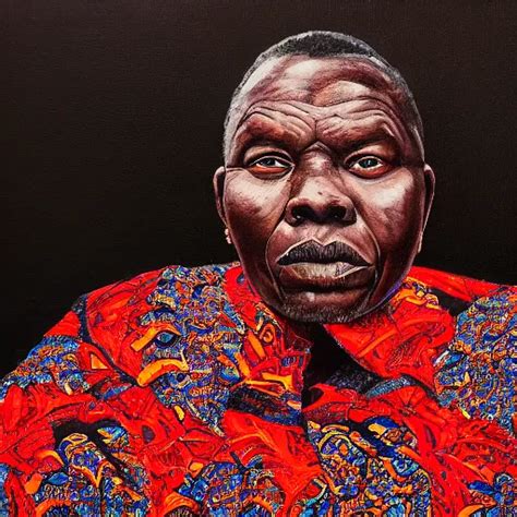 A Painting Of A Xxl Wise Elder From Kenya In A Suit By Stable