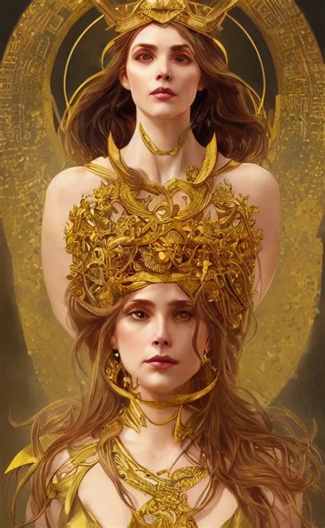 Portrait Of Circe Greek Mythology Goddess Golden Stable Diffusion