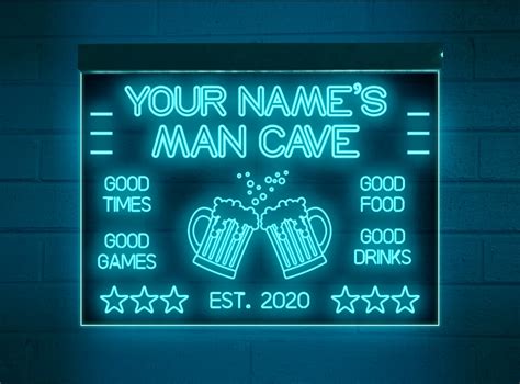 Man Cave Sign Personalized Led Man Cave Neon Sign Man Cave Etsy