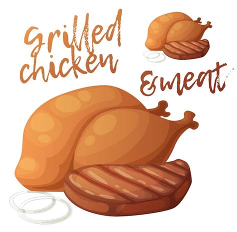 Premium Vector Grilled Chicken And Meat Icon Cartoon Vector