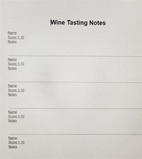 Wine Tasting Notes Printable - Etsy