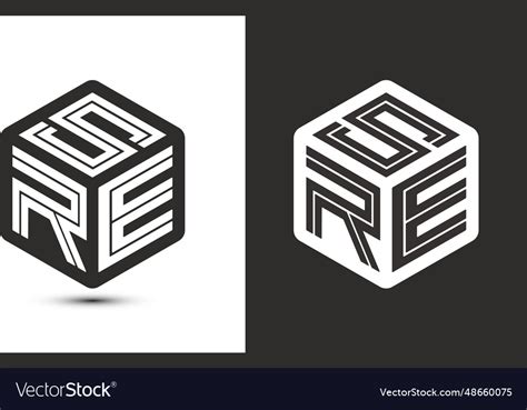 Sre letter logo design with cube logo logo modern Vector Image