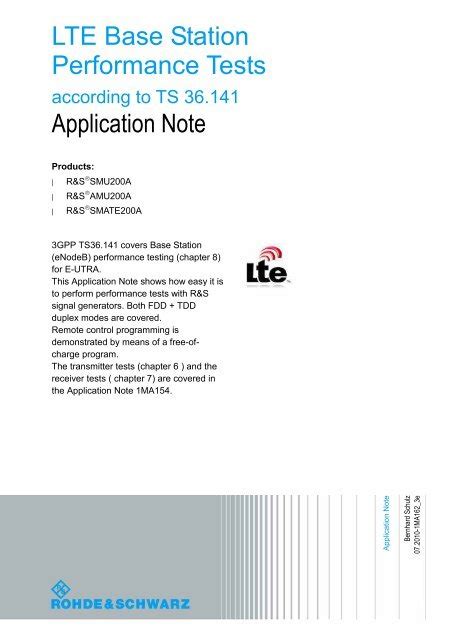 LTE Base Station Tests Rohde Schwarz