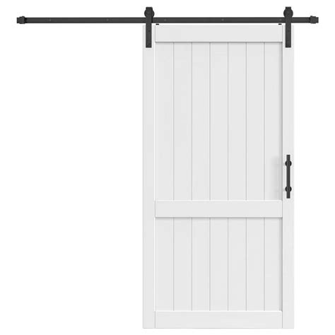 Easelife In X In White Dh Shape Mdf Sliding Barn Door With