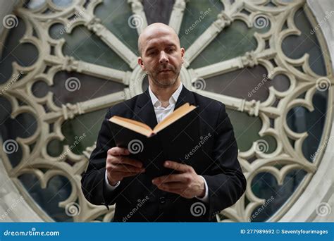 Pastor Reading Bible In Church Stock Photo Image Of Prayer Pastor