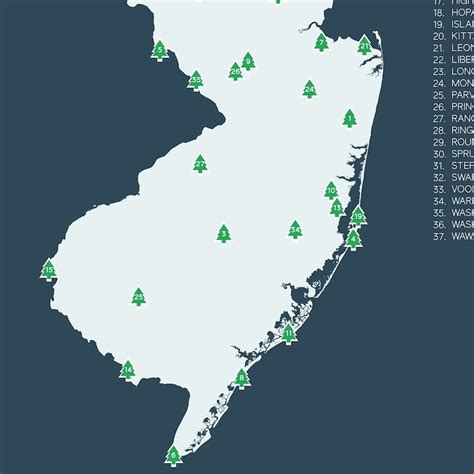 New Jersey State Parks Map Printable 16x20 T Etsy