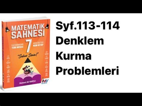 Sinif Matemat K Sahnes S Denklem Kurma Problemler Youtube