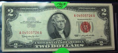 1963 Red Seal Two Dollar ($2) Bill in Pristine Condition | #1808928026