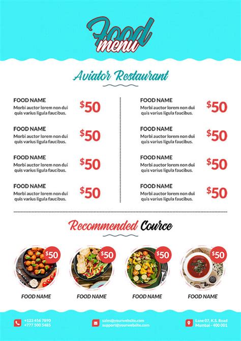 10+ Aviator Restaurant Menu free template in PSD | room surf.com