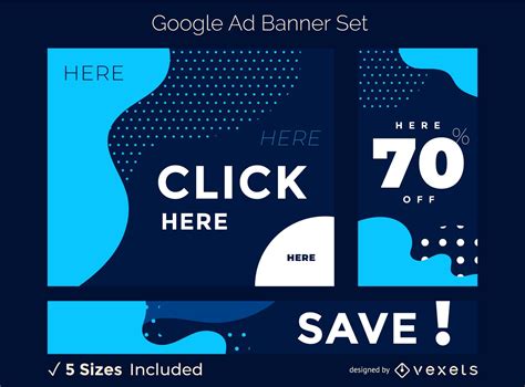 Abstract Blue Ad Banner Set Vector Download