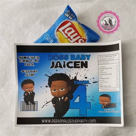 African American Boss Baby Boy Chip Bags Wrappers Digital Or Printed