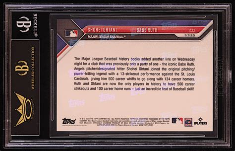 Shohei Ohtani Babe Ruth Topps Now Bgs Black Label