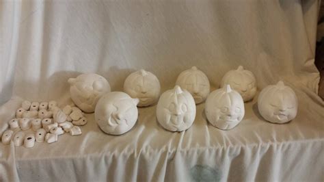 Pumpkin Noggins 3 Set Of 8 With Hands And Feet Ready To Paint Ceramic