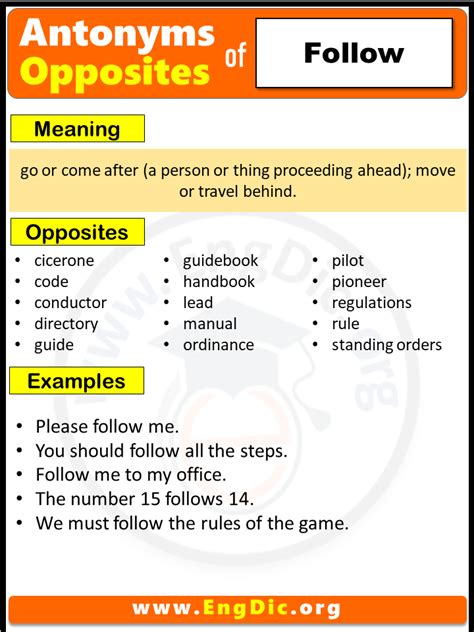 opposite of Follow with meaning and examples pdf Archives - EngDic