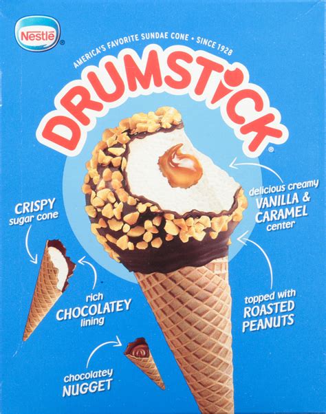 Nestle Drumstick Frozen Dairy Dessert Cones Vanilla Caramel Planogram Back