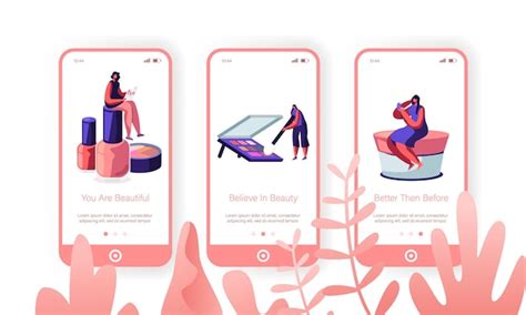 Premium Vector Beauty Salon Mobile App Page Onboard Screen Set