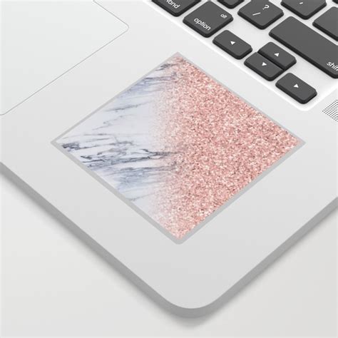 Rose Gold Sparkles White Gray Marble Luxury Ii Sticker By Simple Luxe