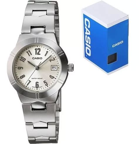 Reloj Casio Dama Ltp 1241 Crema Acero Fechador Cristal Cuotas sin interés