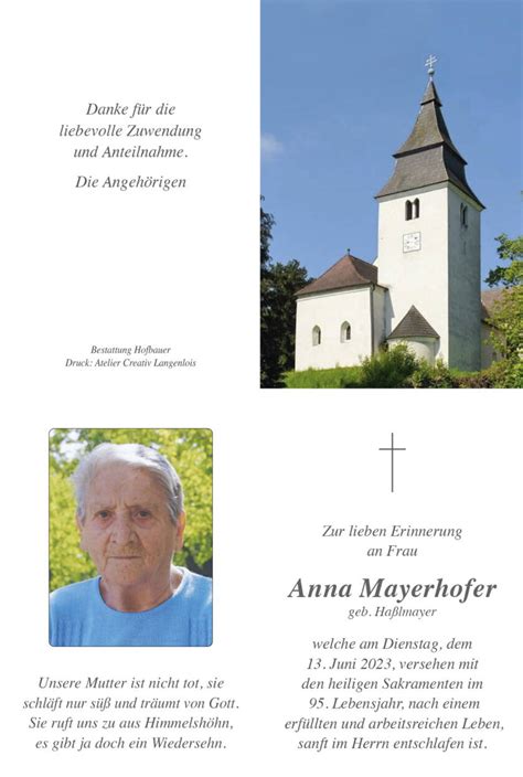 Mayerhofer Anna Bestattung Hofbauer