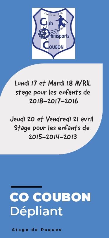 Page Stage De Paques Coc Mairie De Coubon