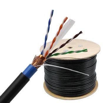 1000ft Shielded Outdoor Cat 6 Cable Pvc + Pe Jacket Al Foil 90% Braiding Copper Sftp Cat6 Lan ...