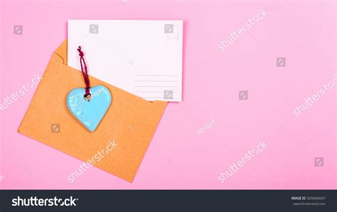 Empty Postcard Love Letter Envelope Blue Stock Photo 565646047