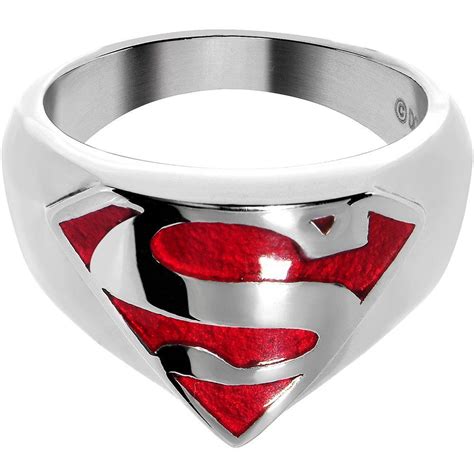 Licensed Stainless Steel Classic Red Superman Ring Superman Ring