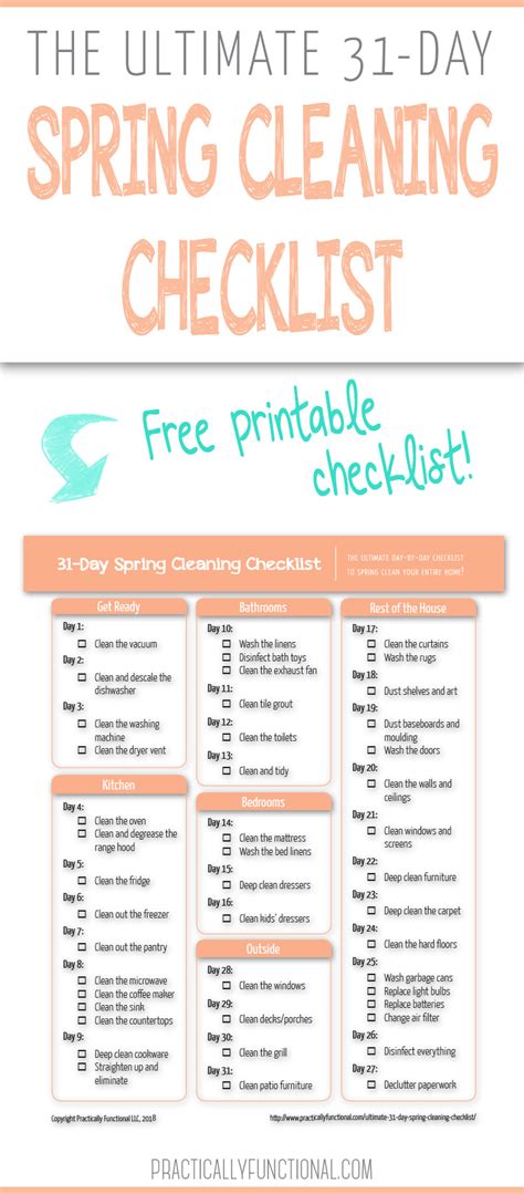 Printable Spring Cleaning List