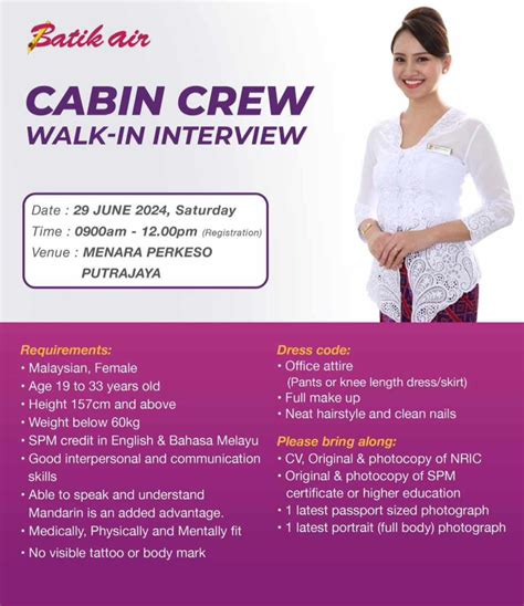 Batik Air Malaysia Cabin Crew Walk In Interview [putrajaya] 29 June