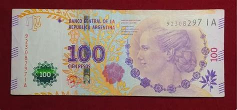 Billete 100 Pesos Evita Serie Ia Bottero 4343 A Filigrana 2