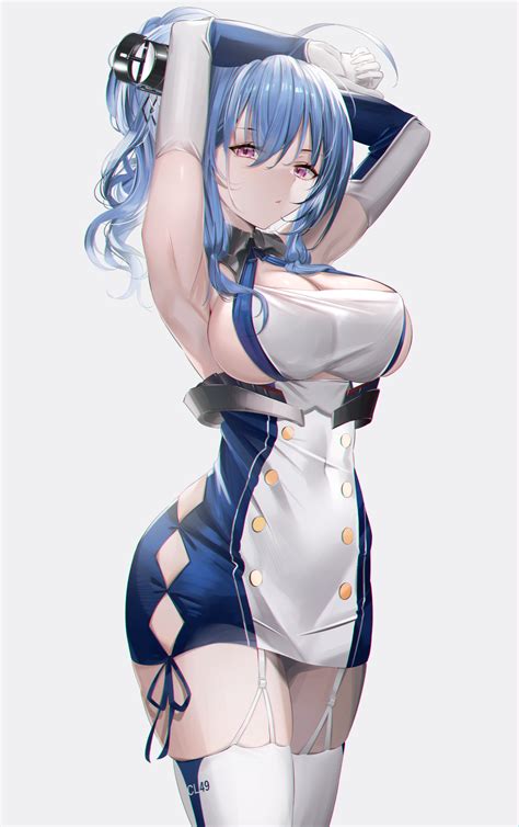 Big Boobs Arms Up Armpits Thighs Blue Hair Sideboob Azur Lane