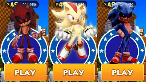 Sonic Dash Sonic Exe Vs Super Shadow Vs Red Sonic Exe Defeat All Bosses Eggman Zazz All