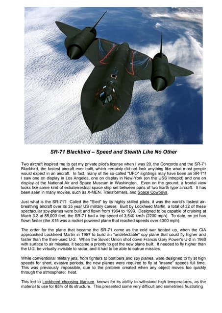 The SR-71 Blackbird – Speed and Stealth Like No Other | PDF