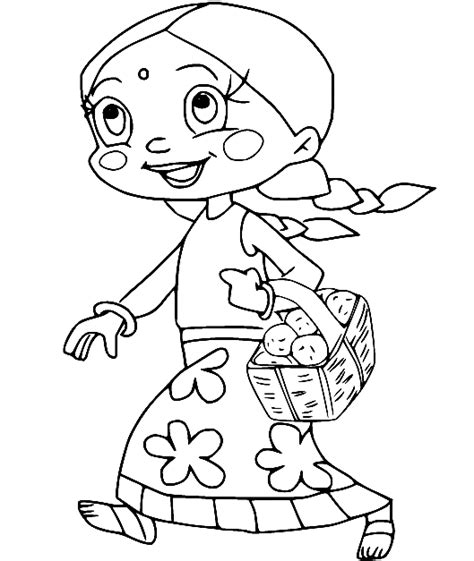 Chutki Walking Coloring Page Free Printable Coloring Pages