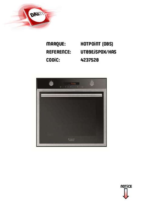 Notice four HOTPOINT ARISTON UT 89EJ P O X HA Trouver une solution à