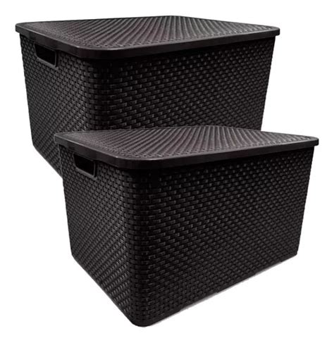 Kit Caixas Organizadoras Rattan Tampa L Arqpla Frete Gr Tis