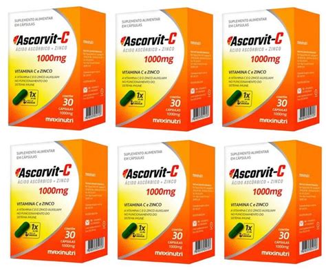 Caixas Ascorvit C Mg Vitamina C E Zinco C Psulas Maxinutri