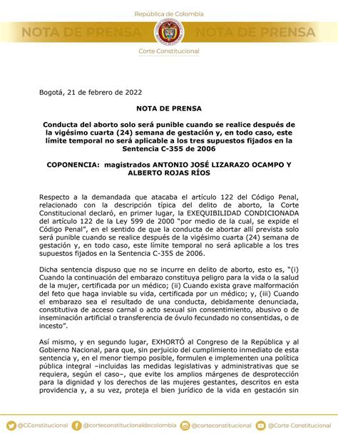 Corte Constitucional On Twitter Lacorteinforma L Conducta Del