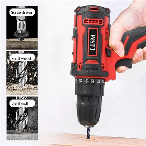 LISM 12V 18V 21V Cordless Lithium Electric Drill Rechargeable