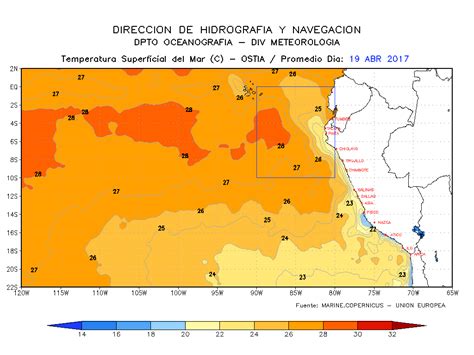 Boletín diario de las Condiciones Ocenográficas Jueves 20 Abril 2017