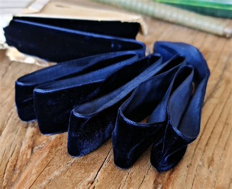 Vintage Dark Navy Blue Velvet Ribbon Tone Beautifully Made In France