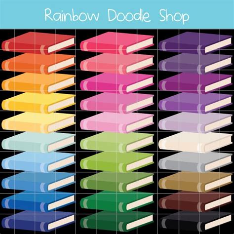 Books Clipart, Colorful Books Clip Art, Rainbow Books Clipart, School ...