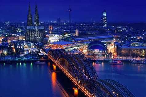 Germany, Houses, Bridges, Rivers, Cologne, Night, HD Wallpaper | Rare
