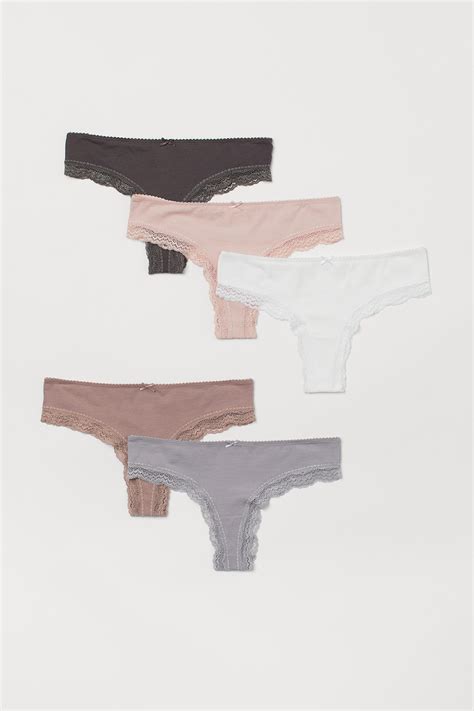 5 Pack Brazilian Briefs Low Waist Light Pink Dusty Rose Ladies