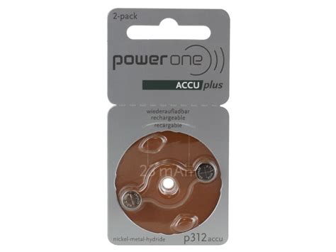 PowerOne Size 312 21mAh 1.2V NiMh Rechargeable Hearing Aid Batteries ...