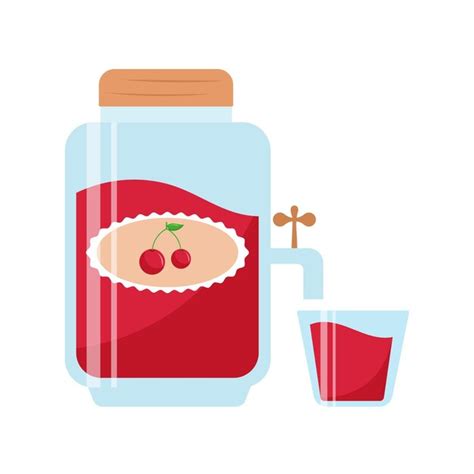 Premium Vector Cherry Compote In A Glass Jug Or Jar Label With A