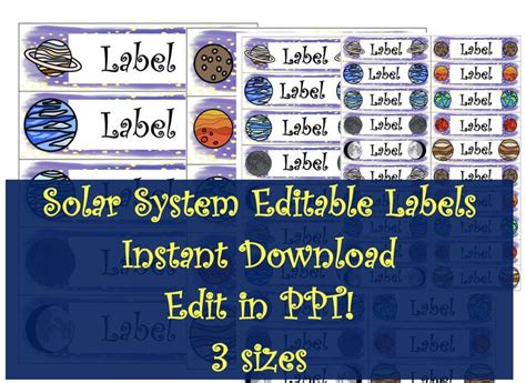 Solar System Planets Editable Labels Classroom closet kids room trays ...