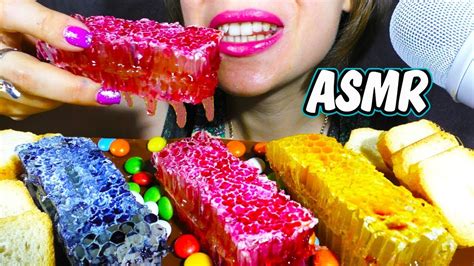 Asmr Colored Honeycomb Sticky And Satisfying Eating Sounds No Talking Mukbang 먹방 Juls Asmr