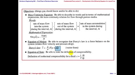 Development Of The Diffusivity Equation For Liquid Flow Fundamental Flow Lecture 5 Youtube