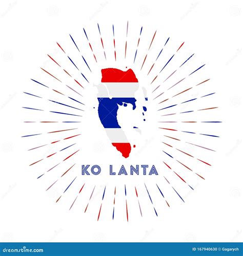 Ko Lanta Logo Grunge Sunburst Poster With Map Of Cartoon Vector